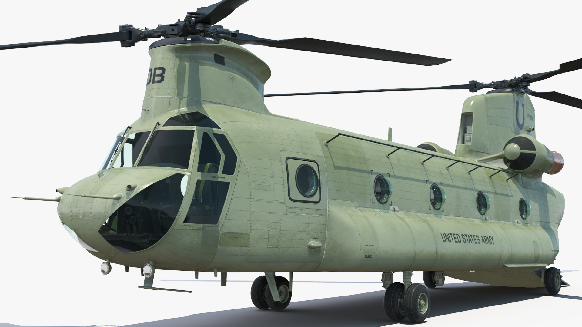 Transport Helicopter CH 47 Chinook with Cargo Rigged 3D