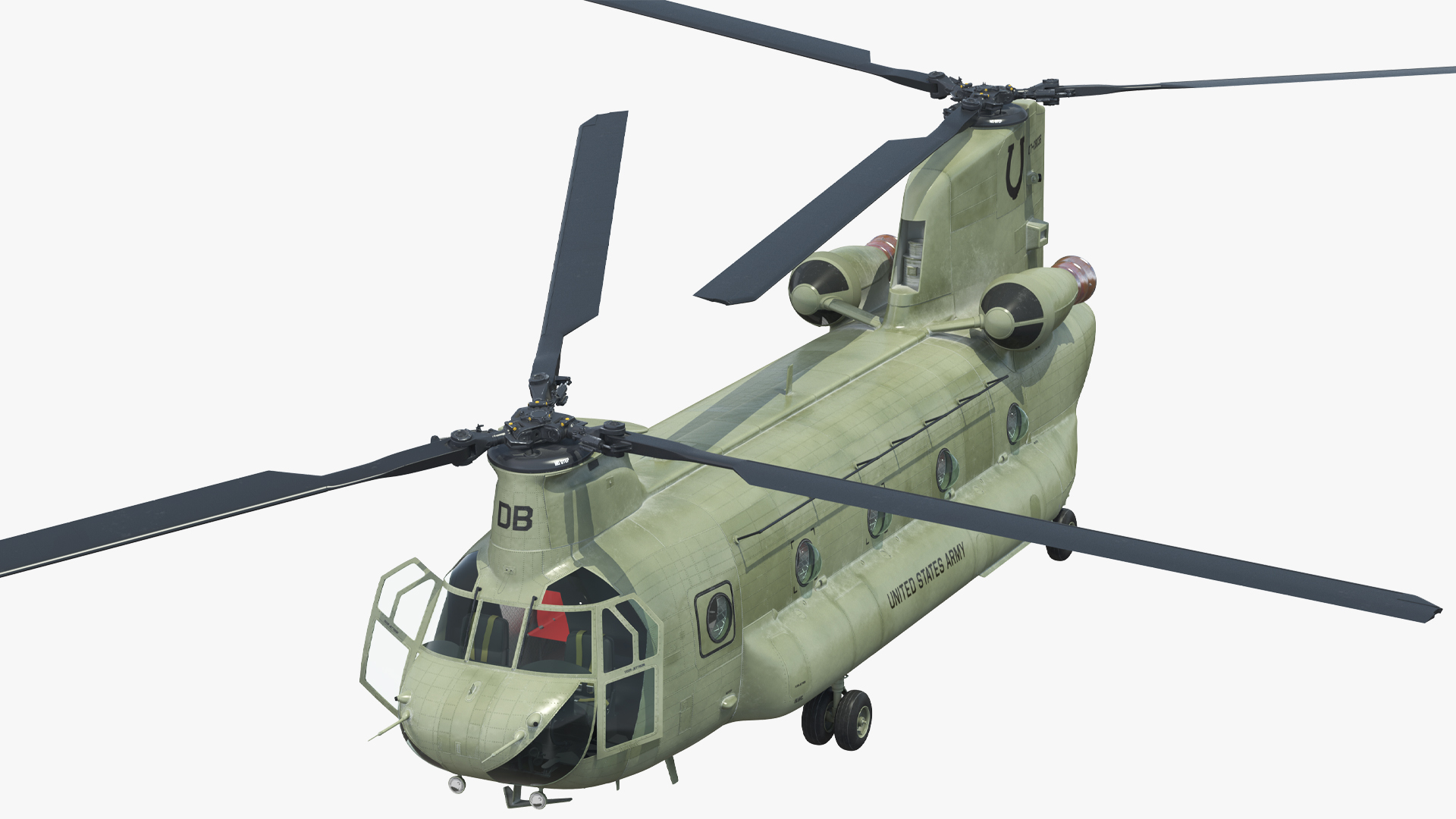 Transport Helicopter CH 47 Chinook with Cargo Rigged 3D