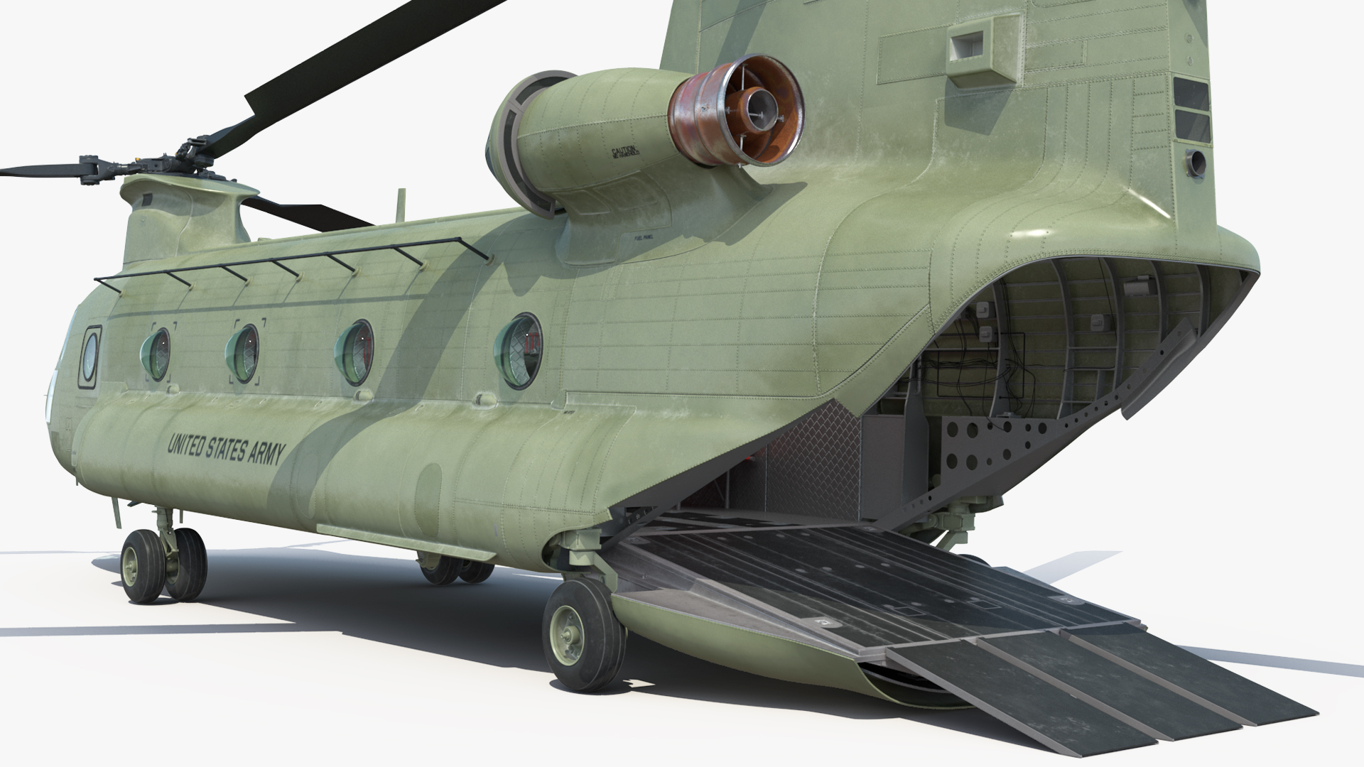 Transport Helicopter CH 47 Chinook with Cargo Rigged 3D