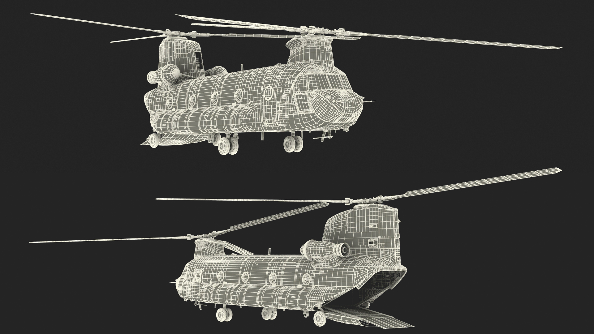 Transport Helicopter CH 47 Chinook with Cargo Rigged 3D