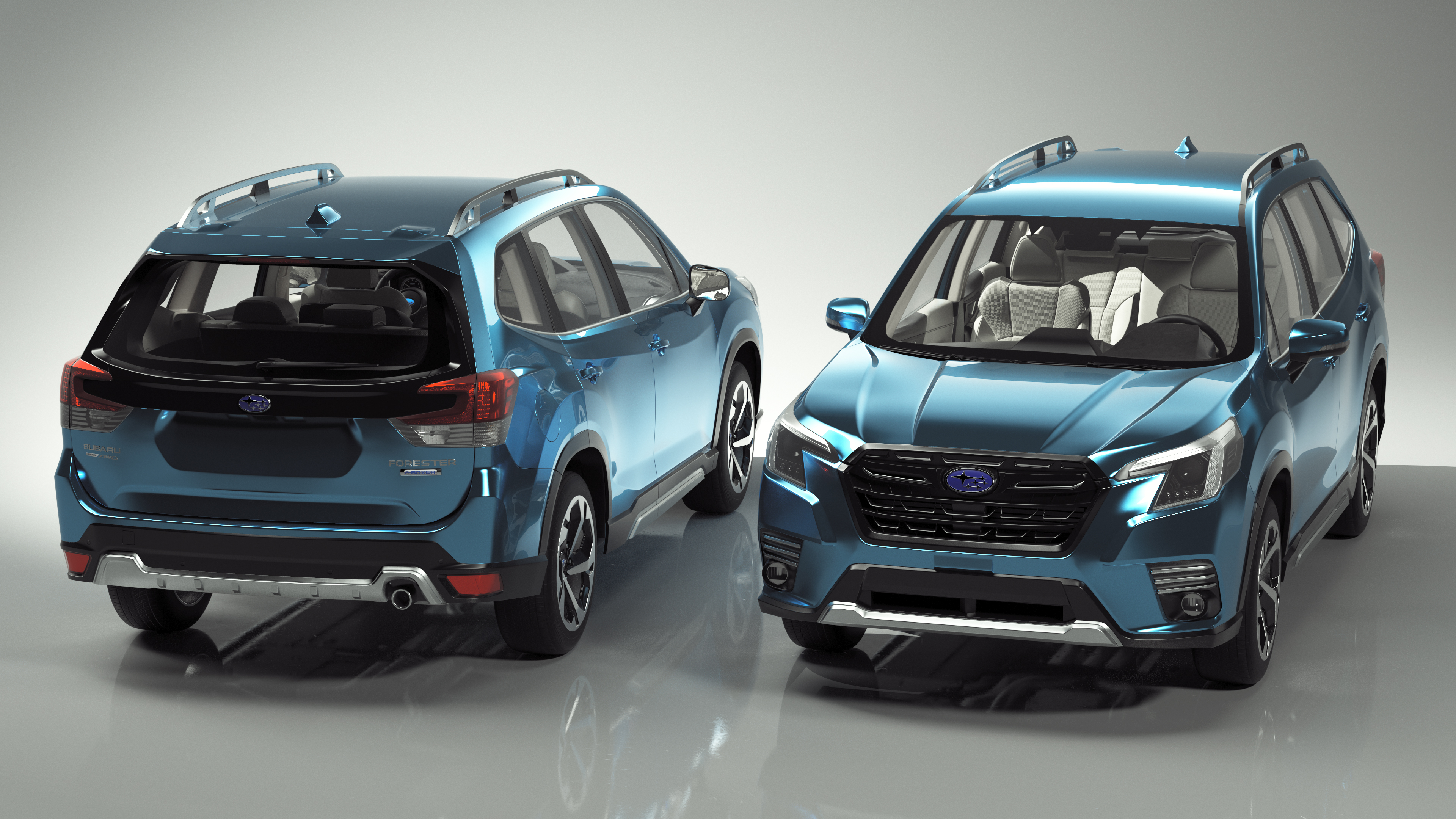 3D Blue Subaru Forester 2022 Simple Interior