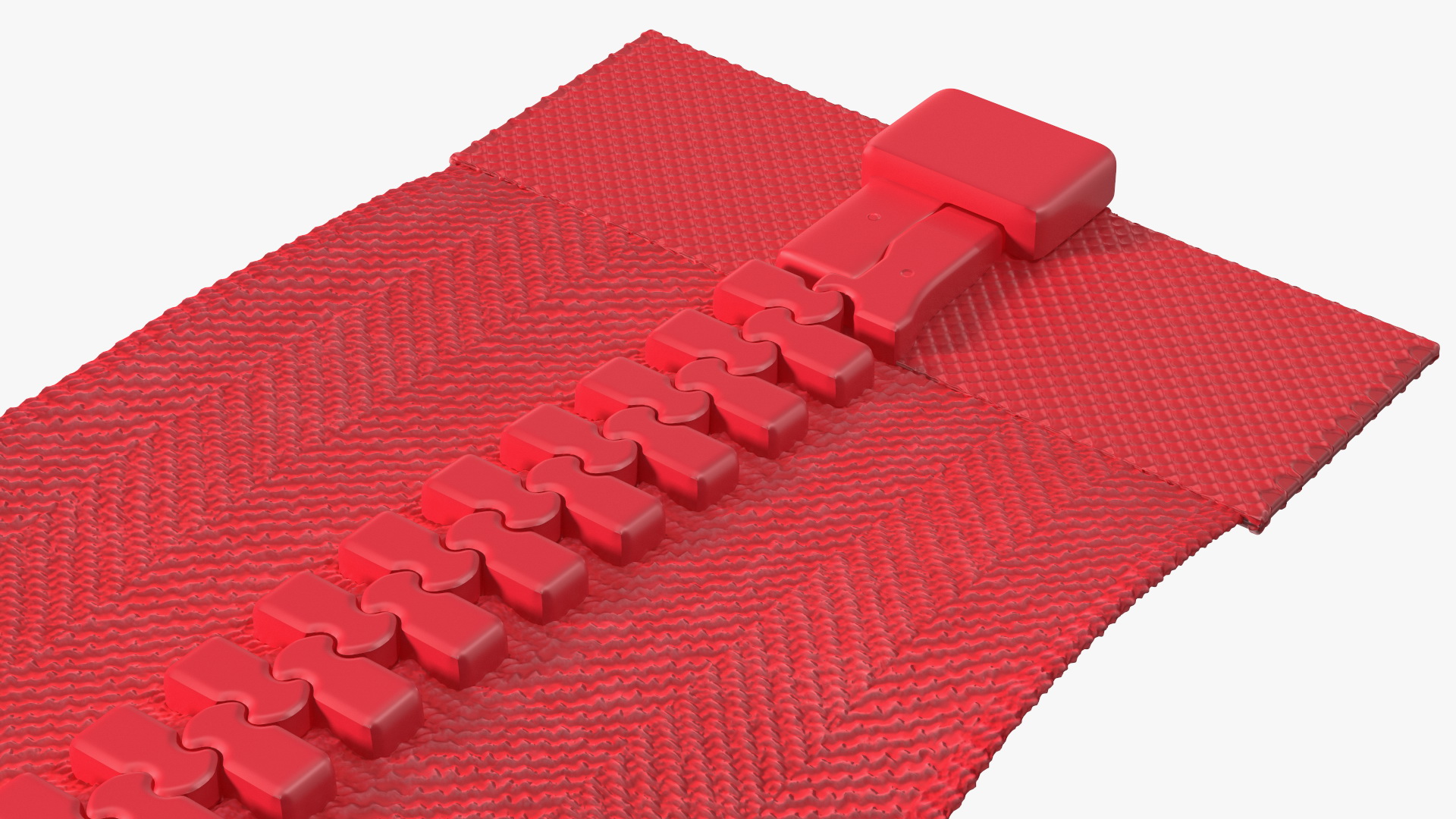 Opened Zipper without Slider Red 3D