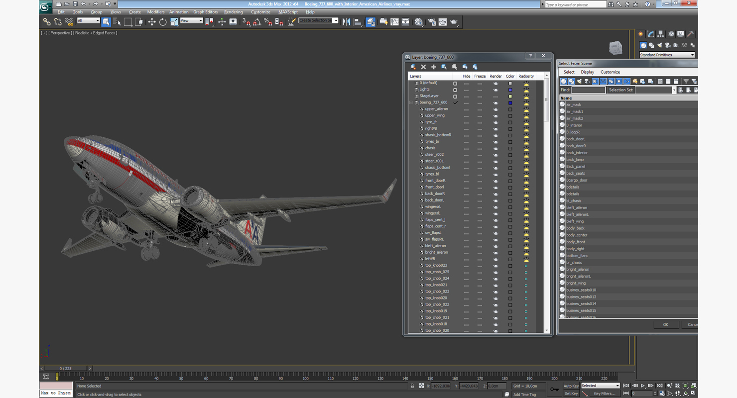 3D Boeing 737 600 with Interior American Airlines