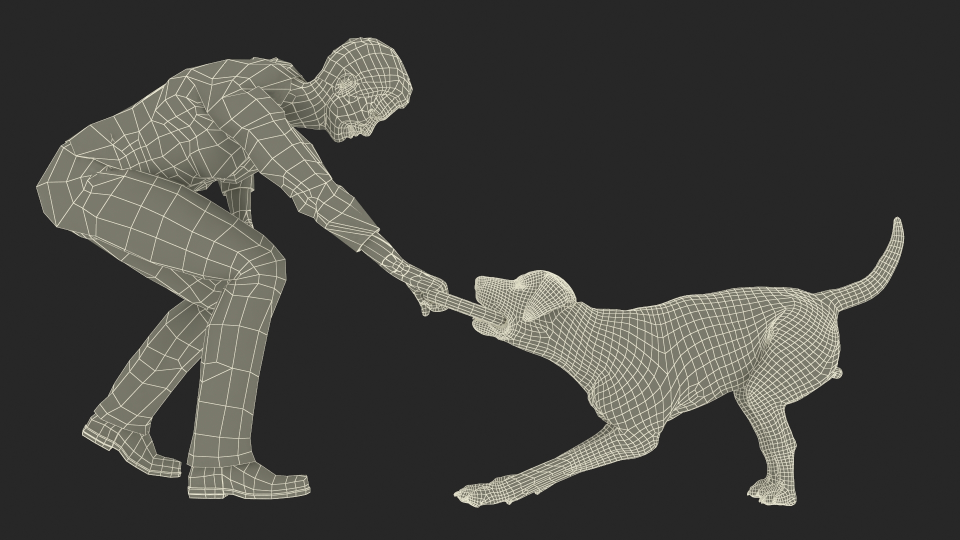 3D model Dog Owner Playing with Labrador Fur