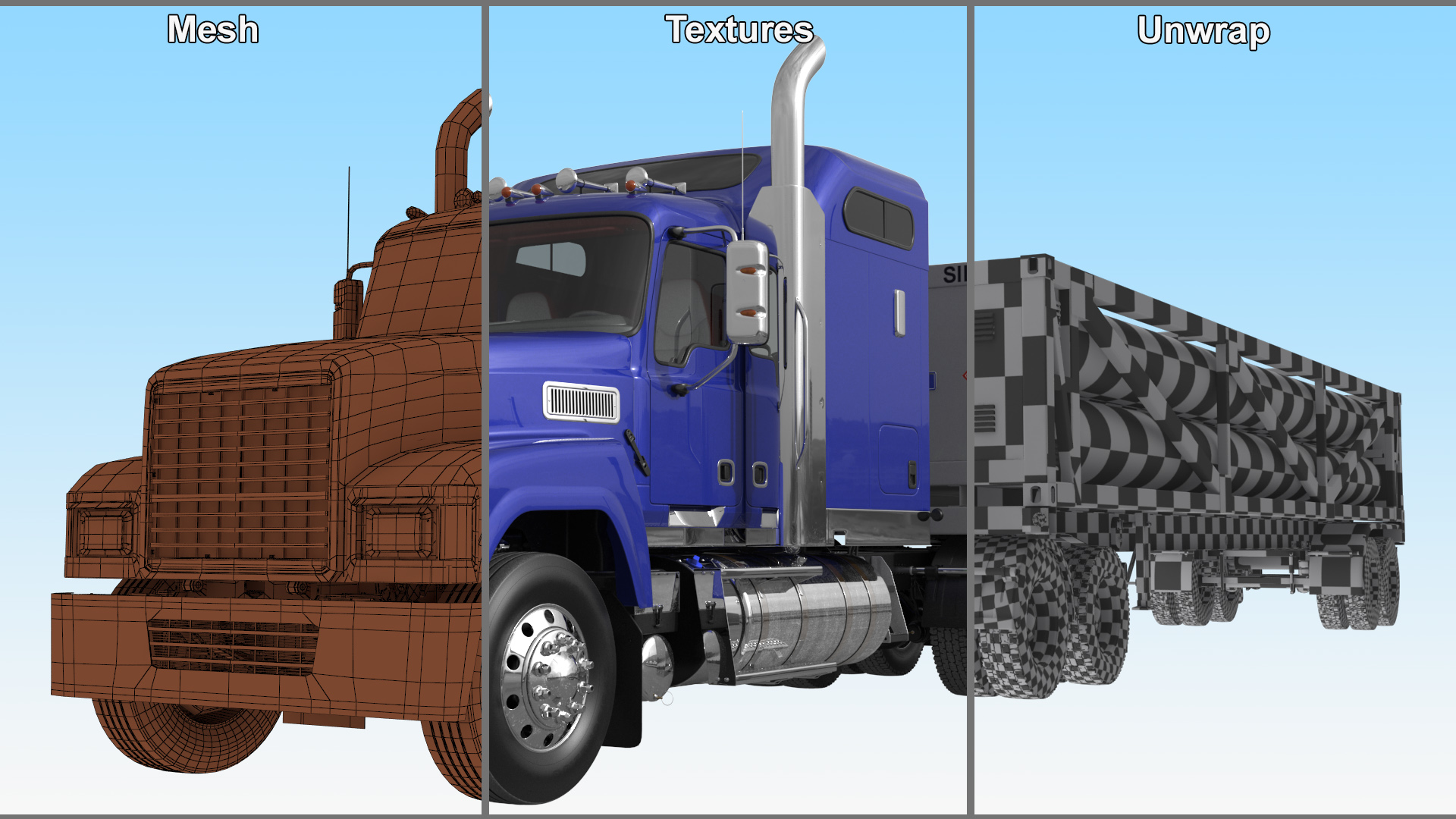 3D model Freight Truck with Liquefied Natural Gas Transport Trailer Rigged