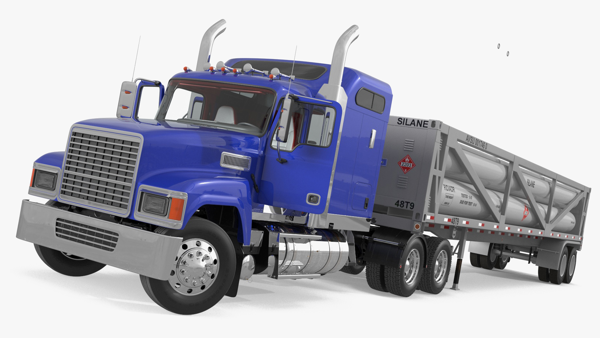 3D model Freight Truck with Liquefied Natural Gas Transport Trailer Rigged