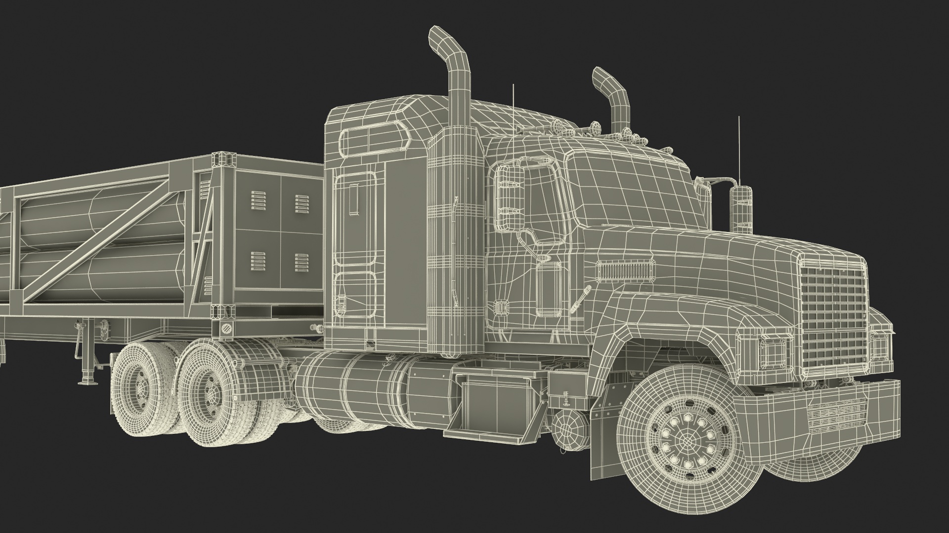 3D model Freight Truck with Liquefied Natural Gas Transport Trailer Rigged