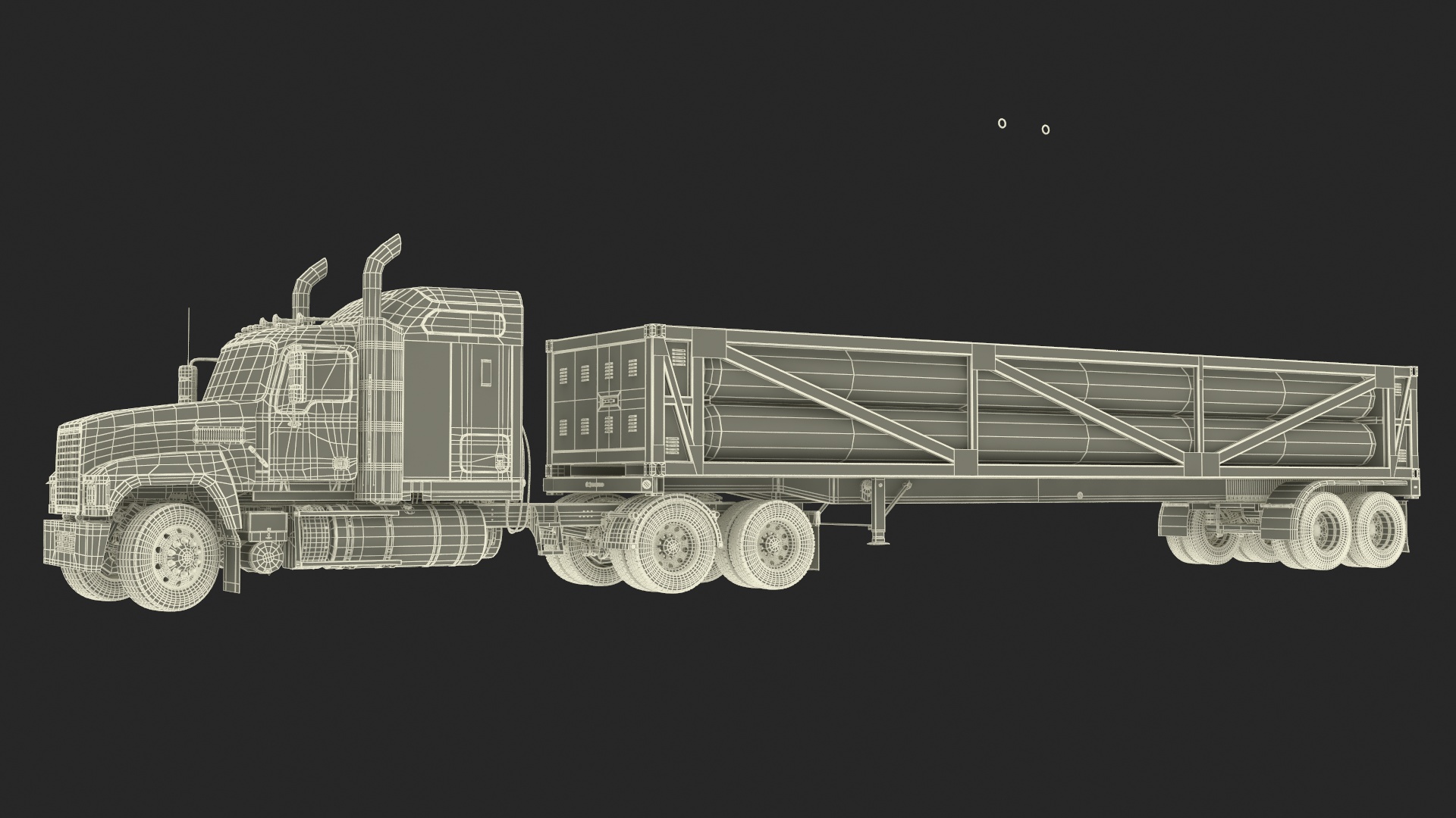 3D model Freight Truck with Liquefied Natural Gas Transport Trailer Rigged