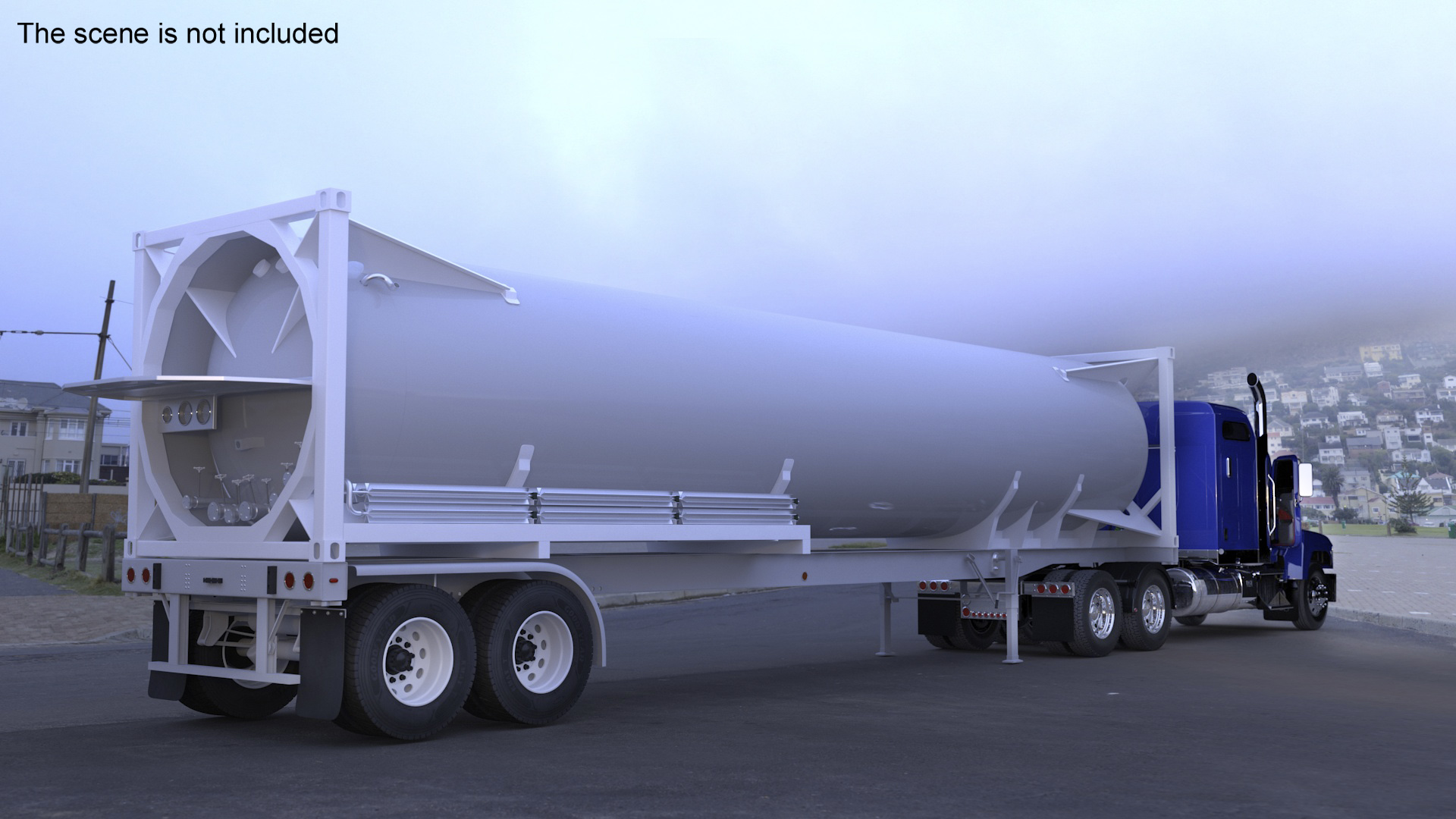 3D model Freight Truck with Liquefied Natural Gas Transport Trailer Rigged