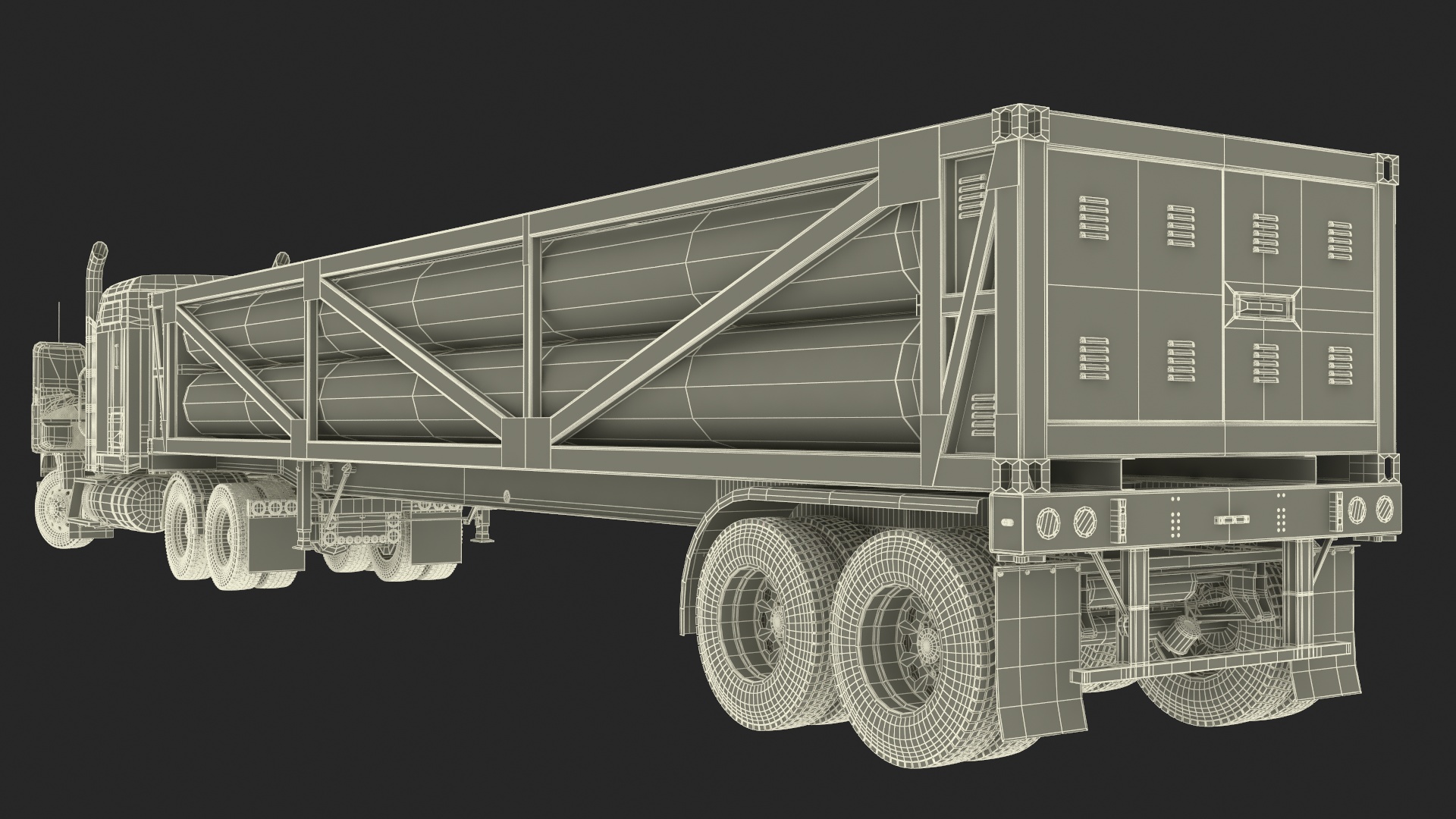 3D model Freight Truck with Liquefied Natural Gas Transport Trailer Rigged