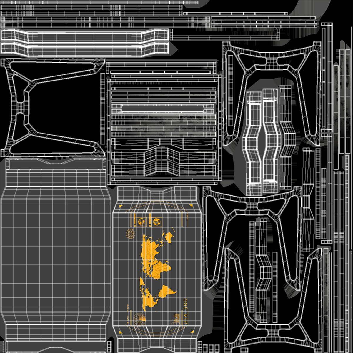 Sci-fi Table Orange 3D model