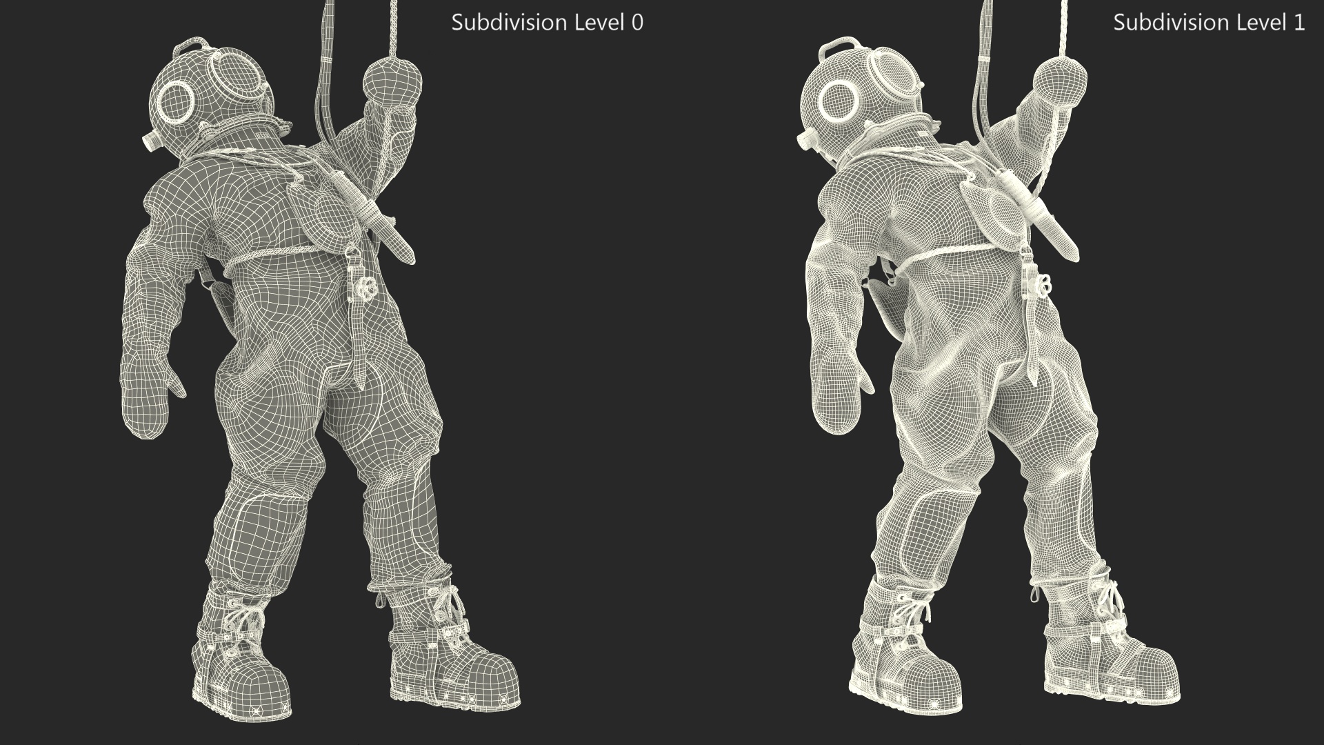 3D Old World Diving Armor New Surfacing Pose