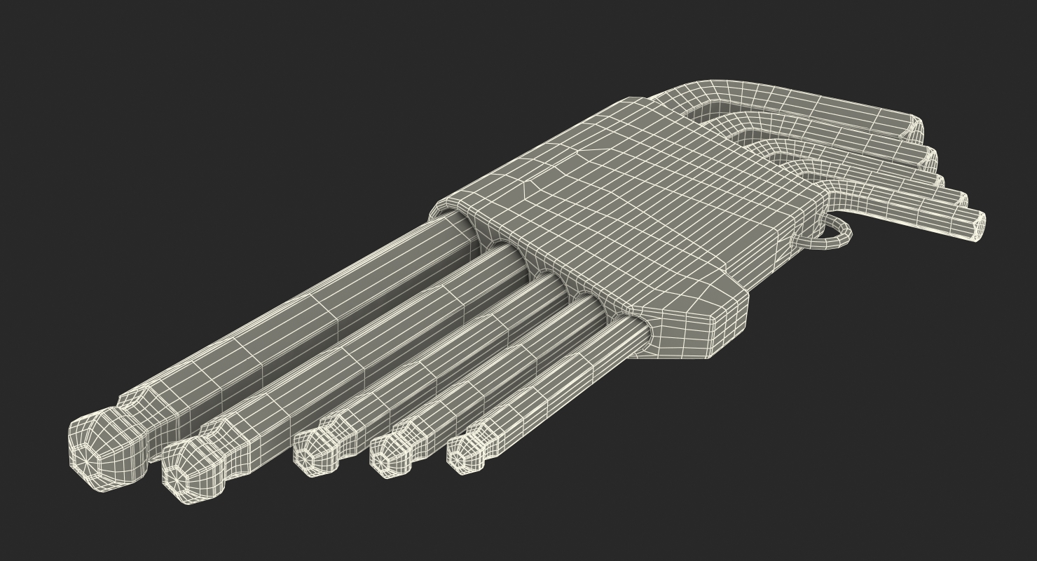 3D model 5 Piece Long Arm Ball Hex Key Wrench Set
