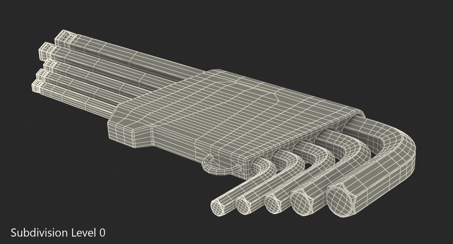 3D model 5 Piece Long Arm Ball Hex Key Wrench Set