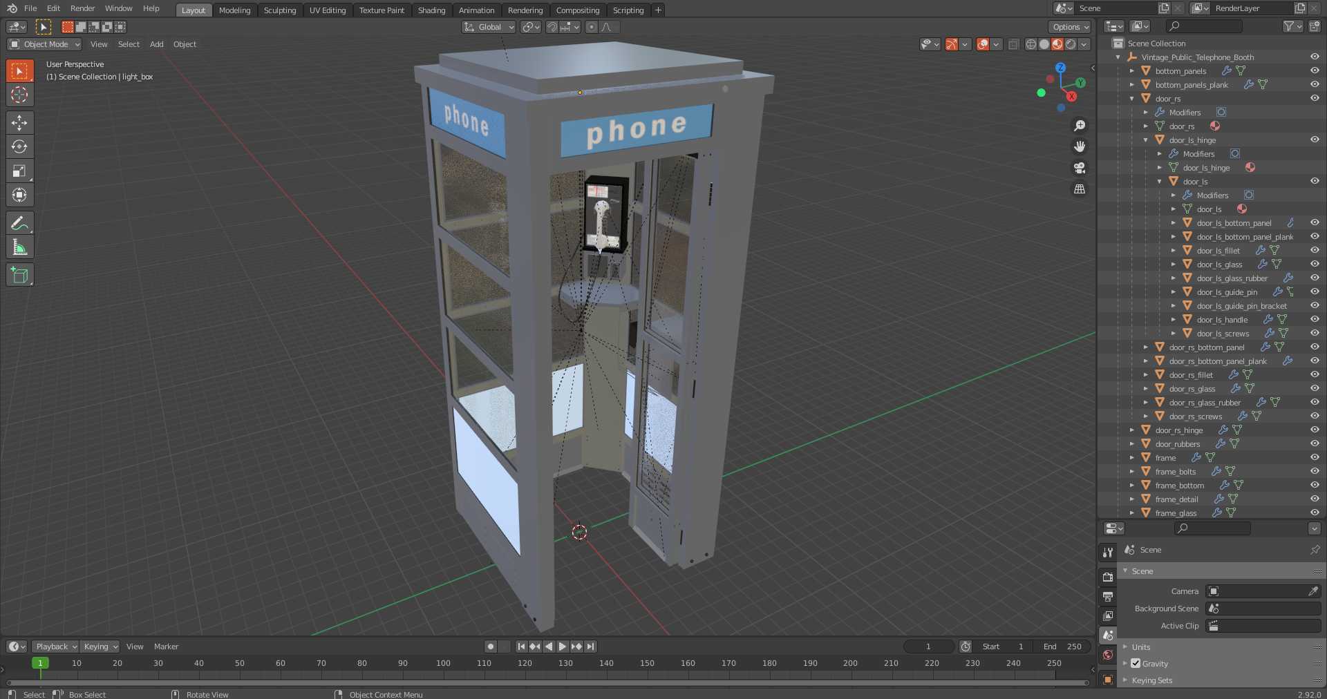 3D model Vintage Public Telephone Booth