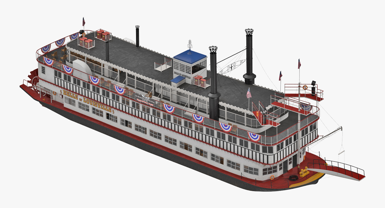 Wheeled Steamboat Belle of Louisville Rigged 3D model