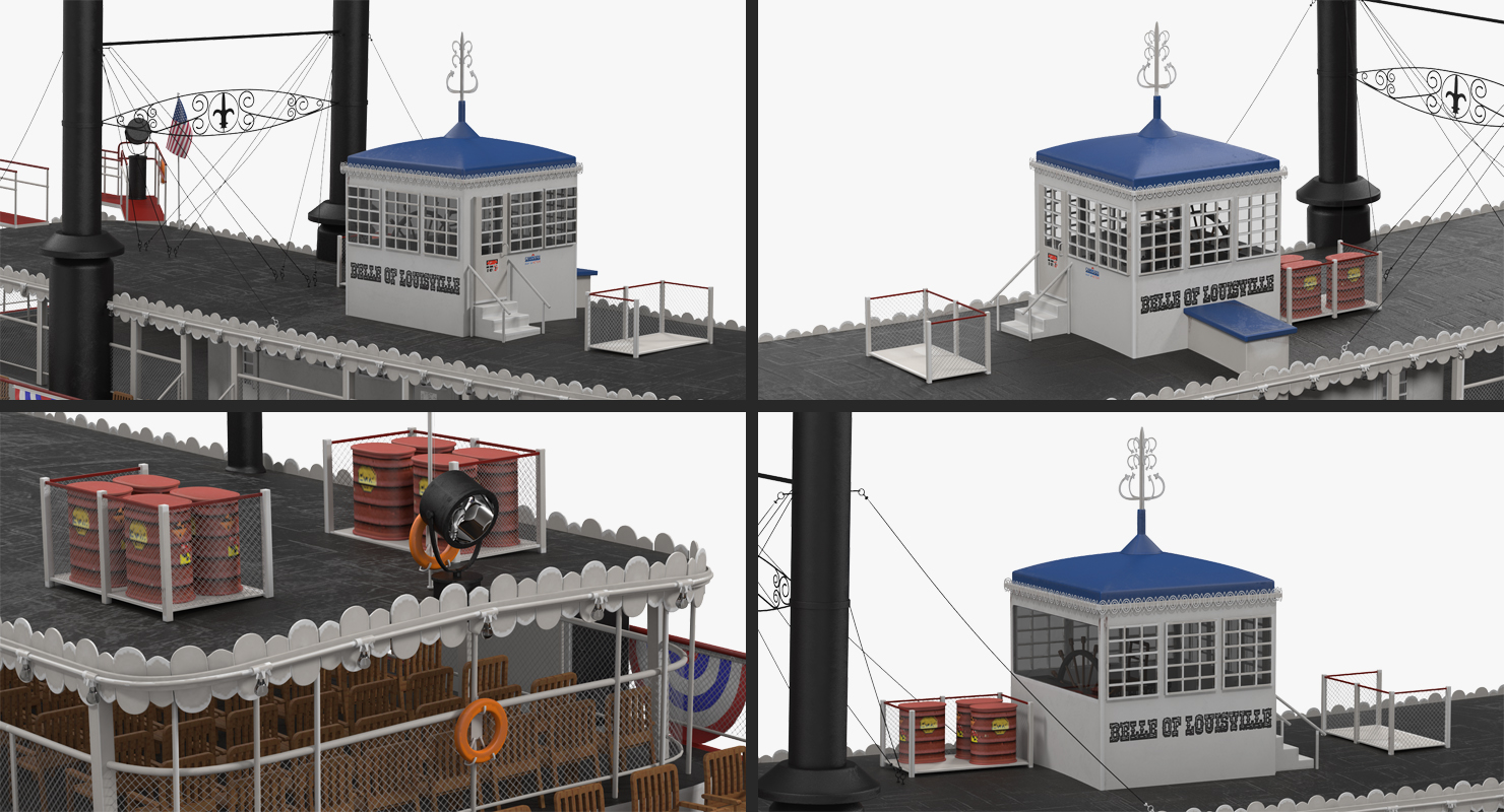 Wheeled Steamboat Belle of Louisville Rigged 3D model