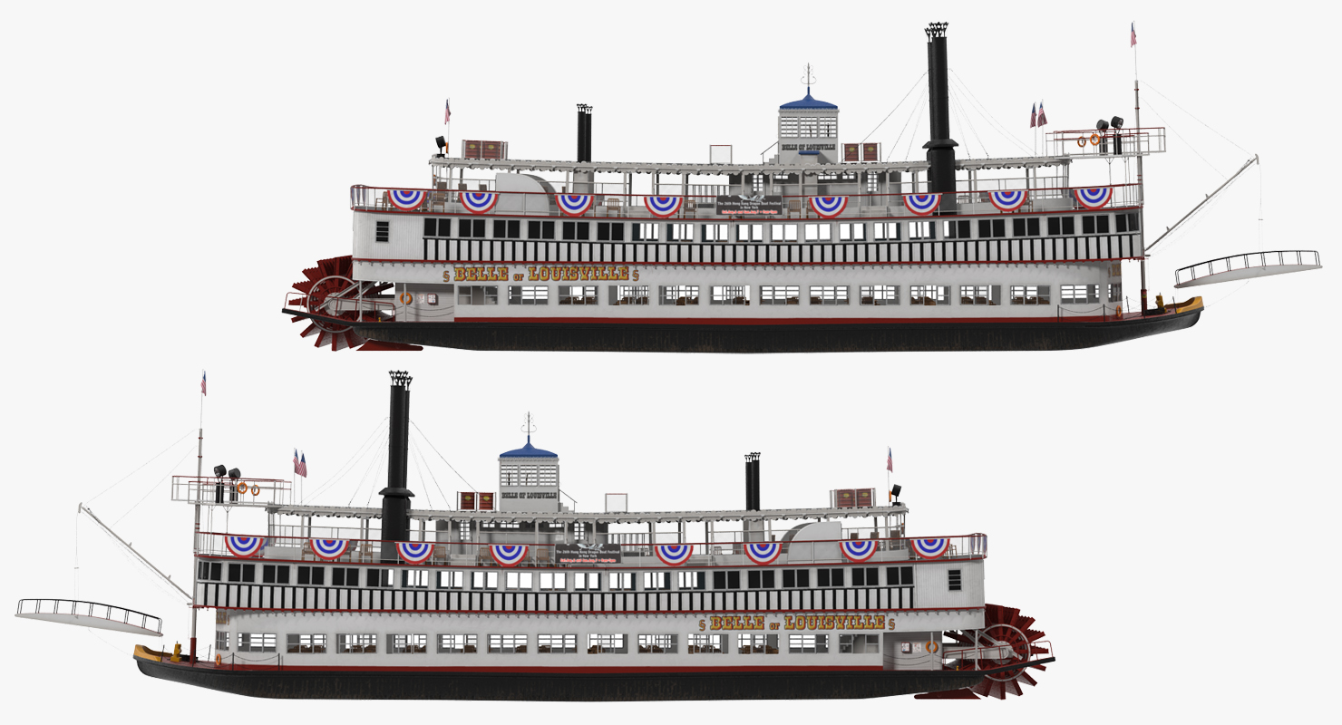 Wheeled Steamboat Belle of Louisville Rigged 3D model