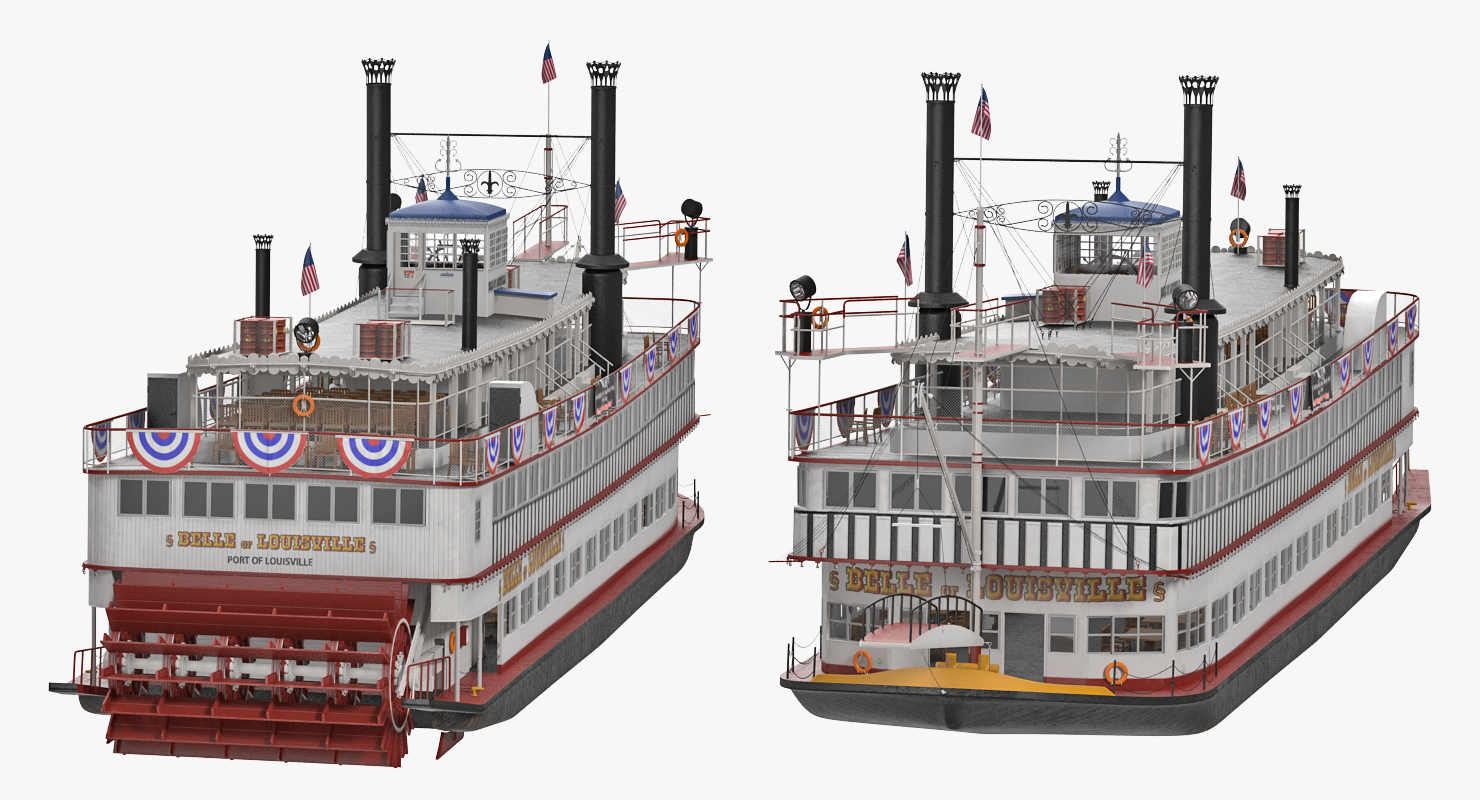 Wheeled Steamboat Belle of Louisville Rigged 3D model