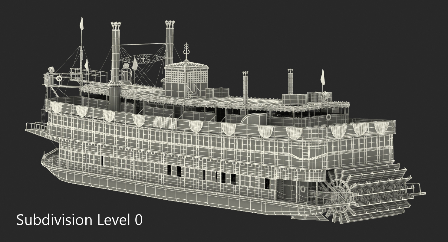 Wheeled Steamboat Belle of Louisville Rigged 3D model