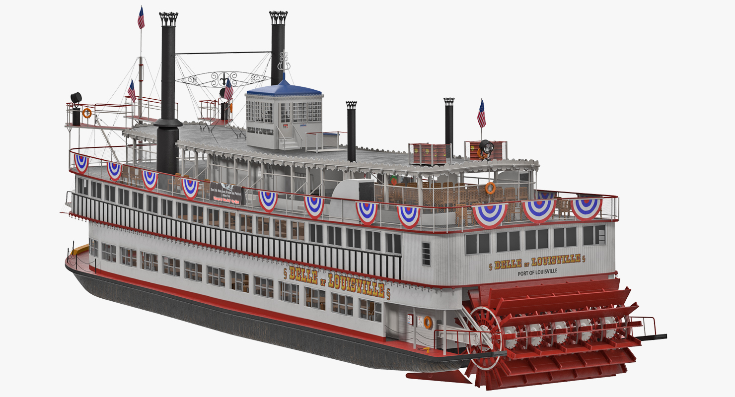 Wheeled Steamboat Belle of Louisville Rigged 3D model