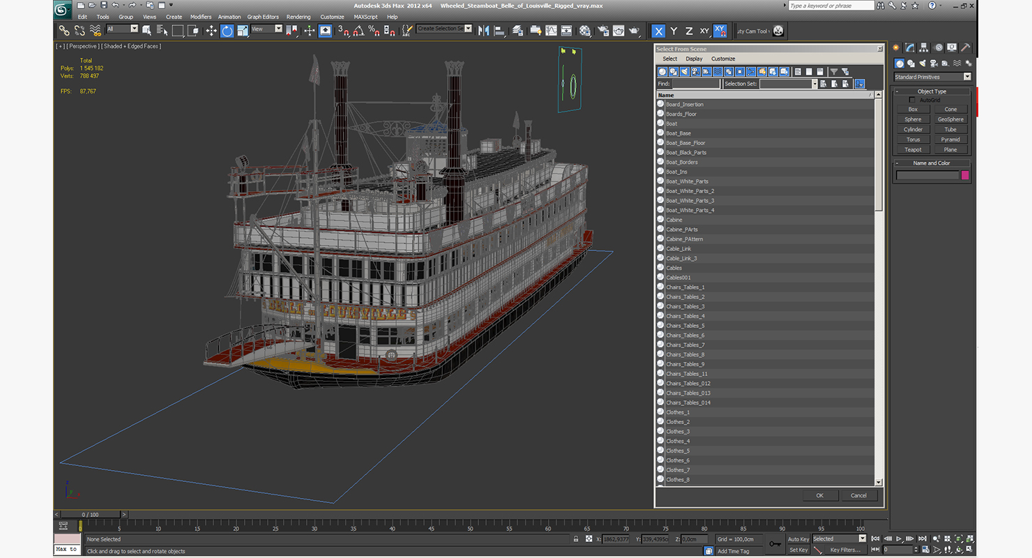 Wheeled Steamboat Belle of Louisville Rigged 3D model