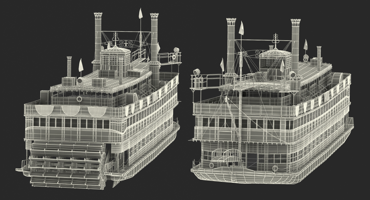 Wheeled Steamboat Belle of Louisville Rigged 3D model