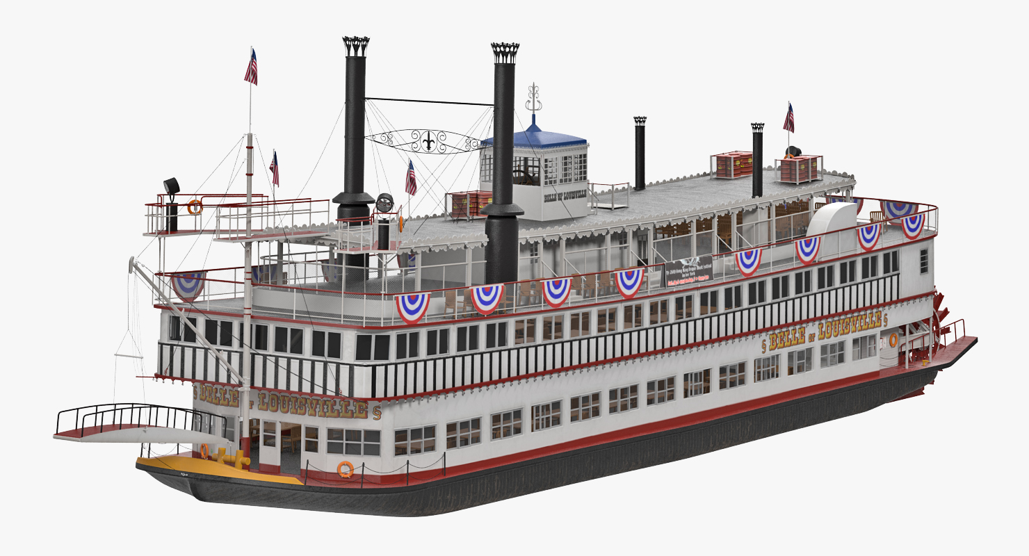 Wheeled Steamboat Belle of Louisville Rigged 3D model