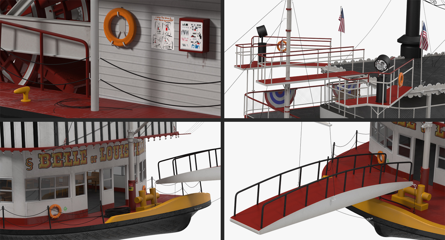 Wheeled Steamboat Belle of Louisville Rigged 3D model