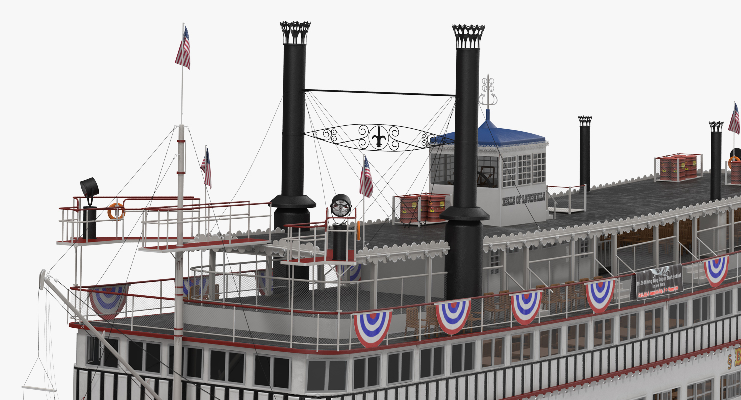 Wheeled Steamboat Belle of Louisville Rigged 3D model