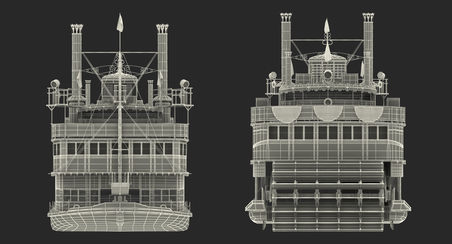 Wheeled Steamboat Belle of Louisville Rigged 3D model