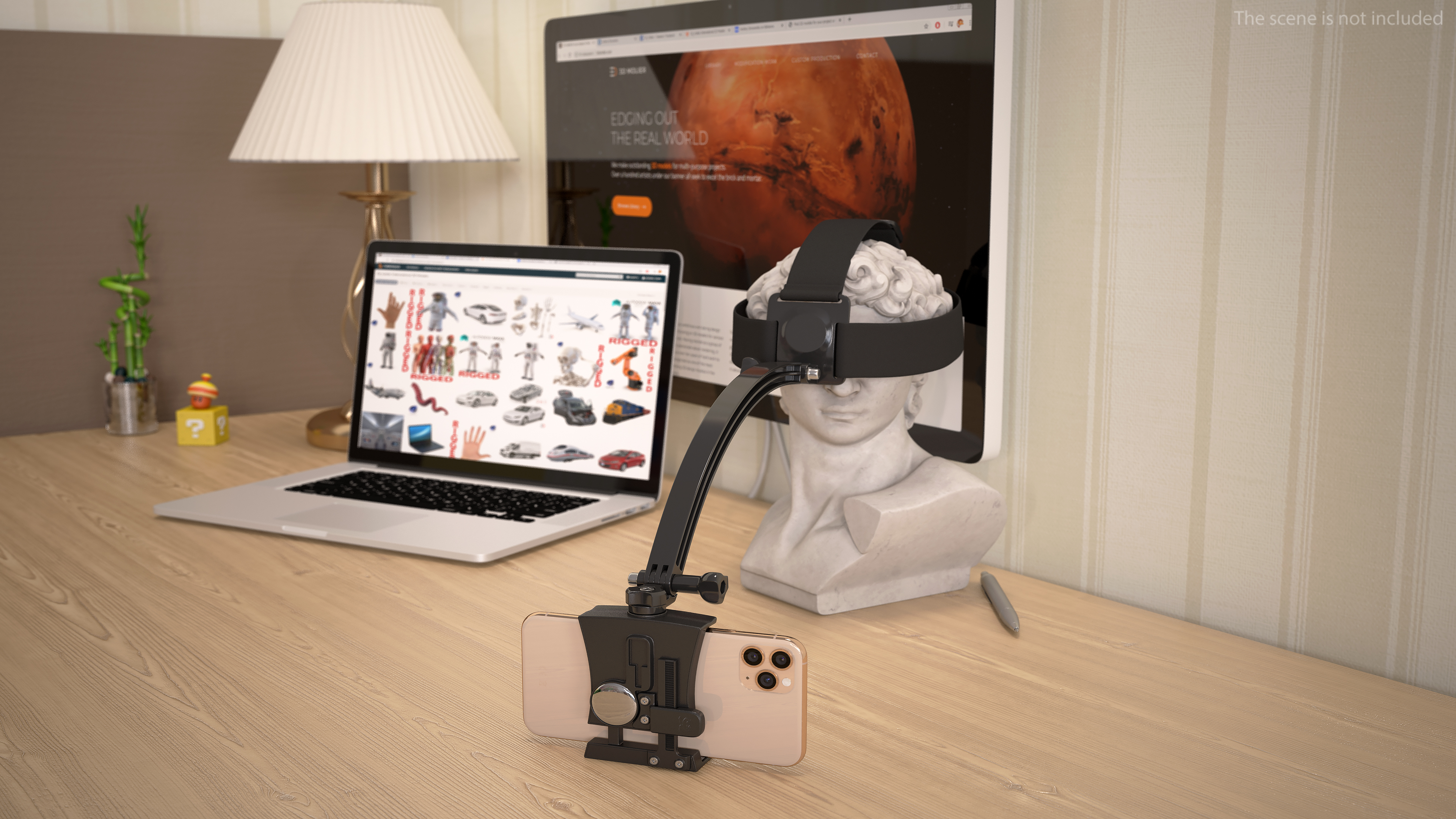 Mannequin Head with Smartphone Holder 3D