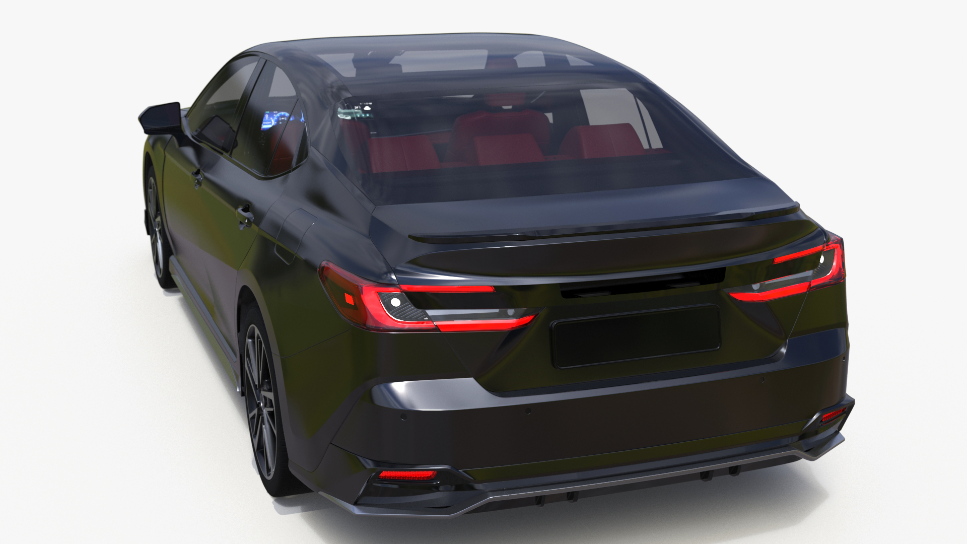 3D Mid Size Sedan Black Simplified