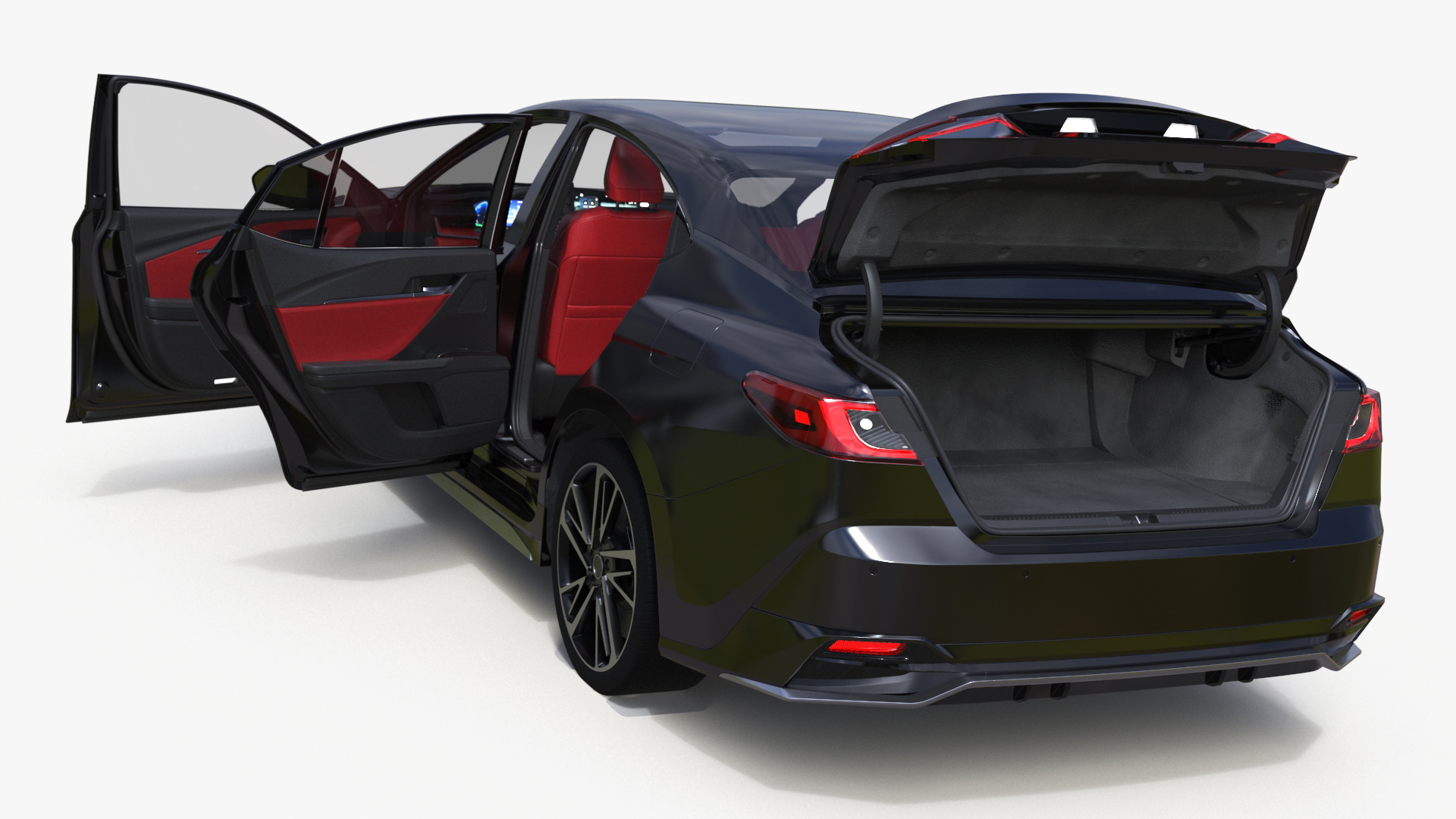 3D Mid Size Sedan Black Simplified