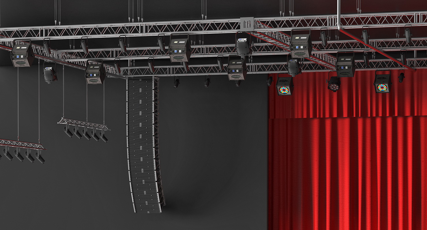 3D Theater Stage Closed Curtain model