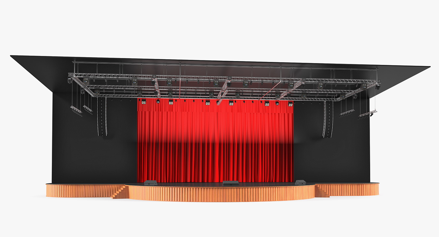 3D Theater Stage Closed Curtain model