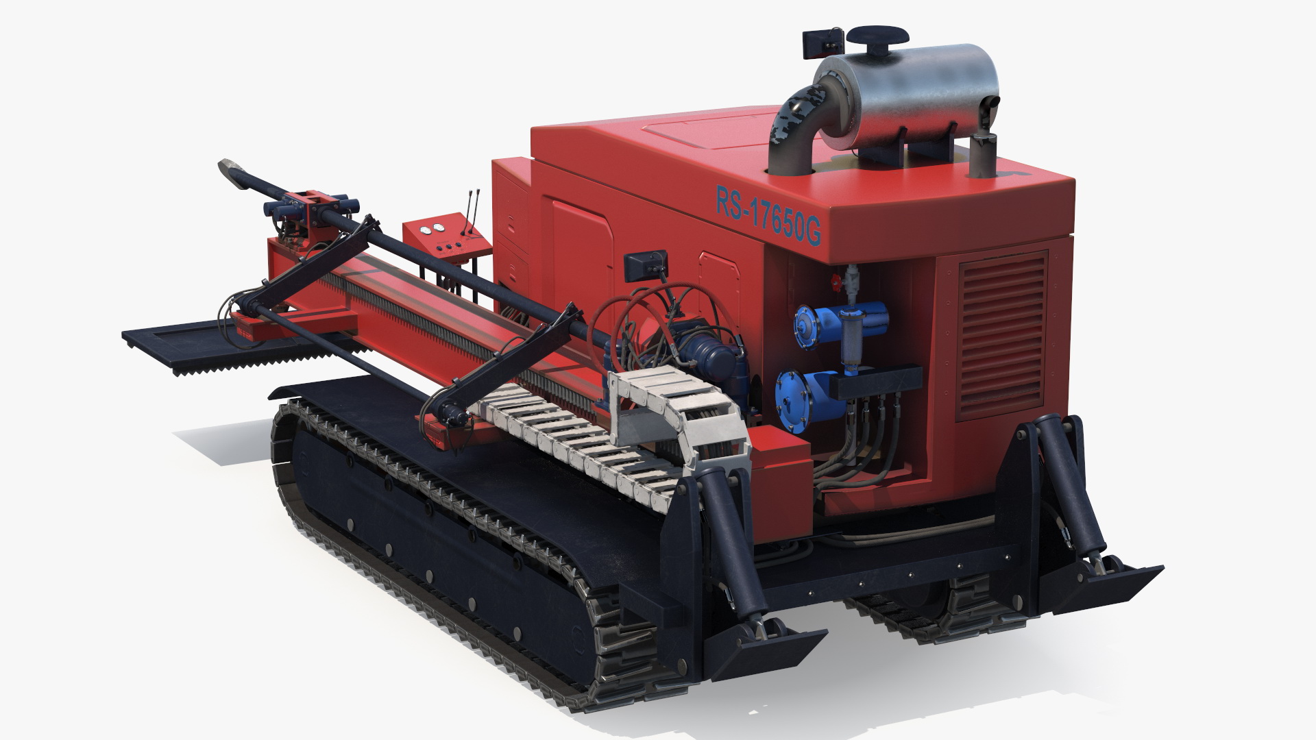 Horizontal Drilling Rig Red Rigged 3D model