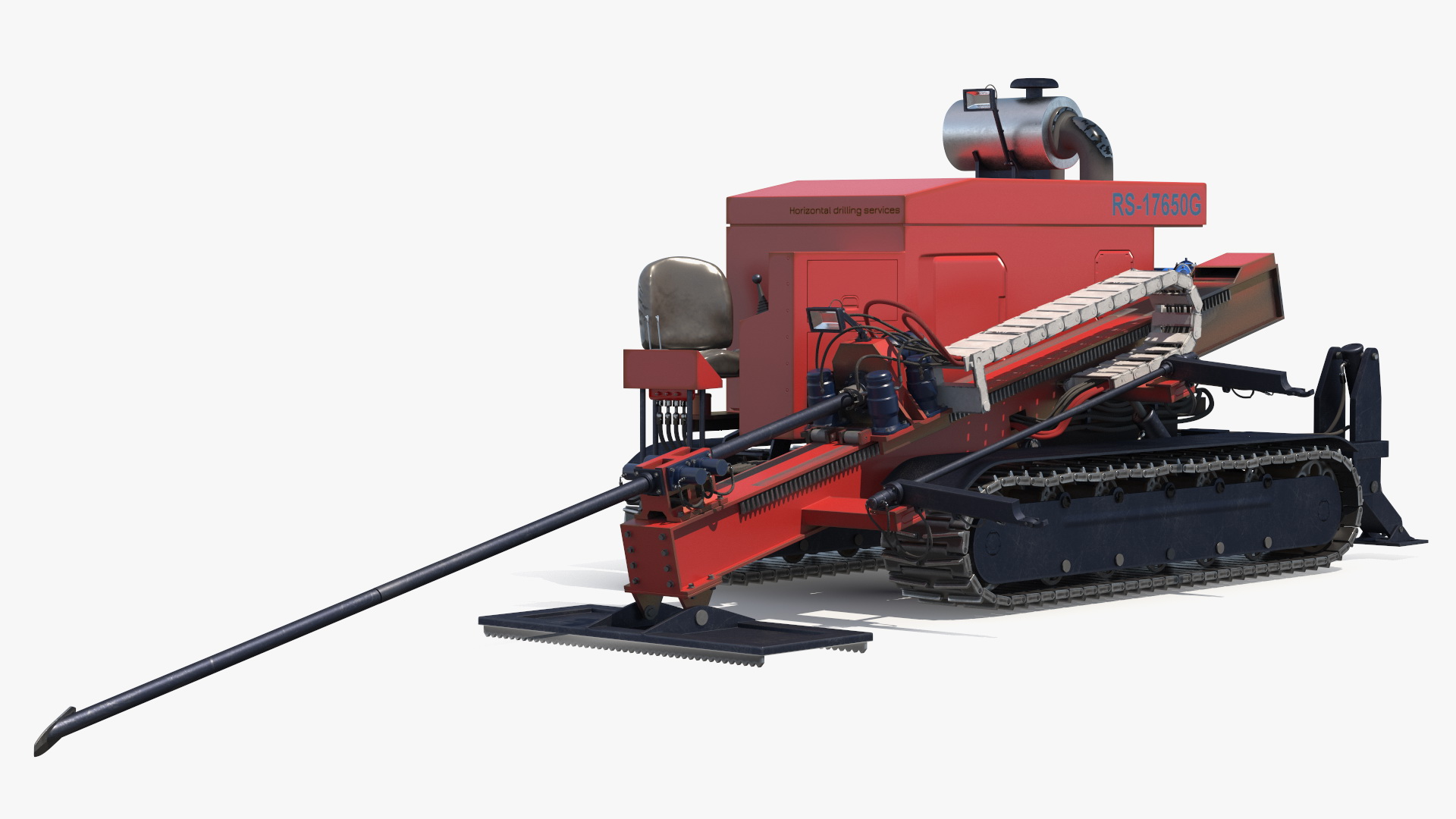 Horizontal Drilling Rig Red Rigged 3D model