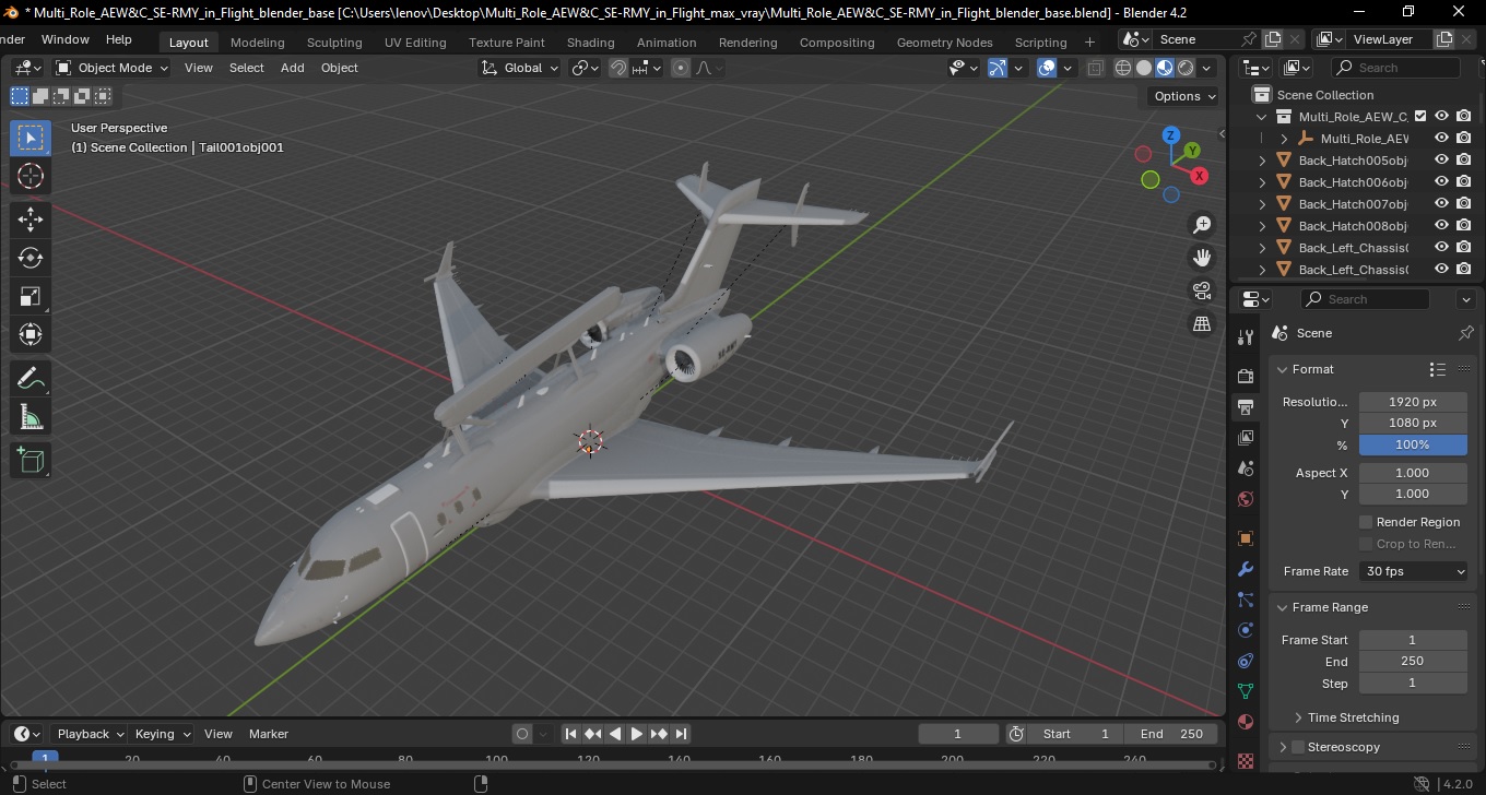 3D Multi Role AEW&C SE-RMY in Flight model