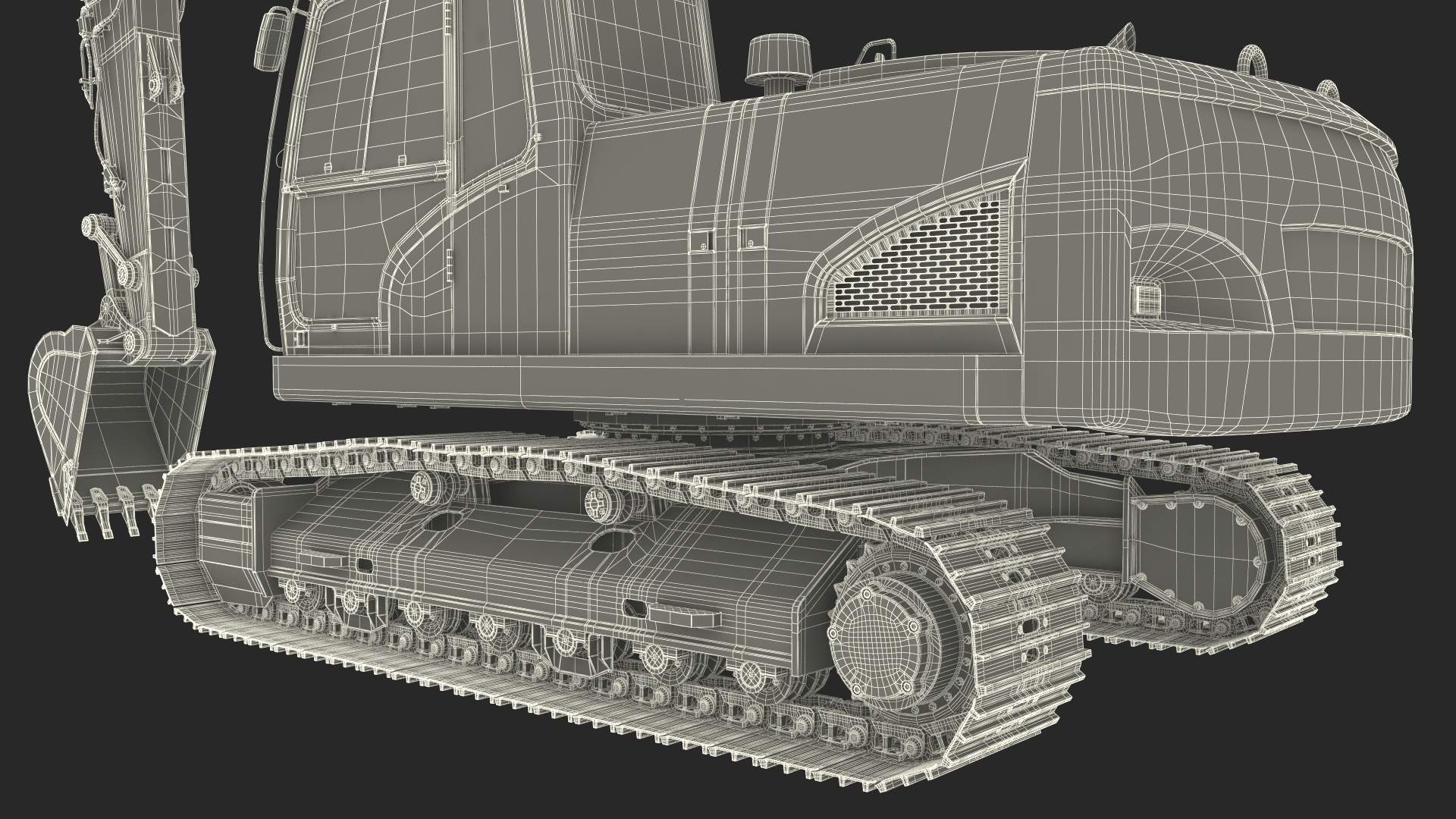 3D Hydraulic Tracked Medium Excavator Rigged