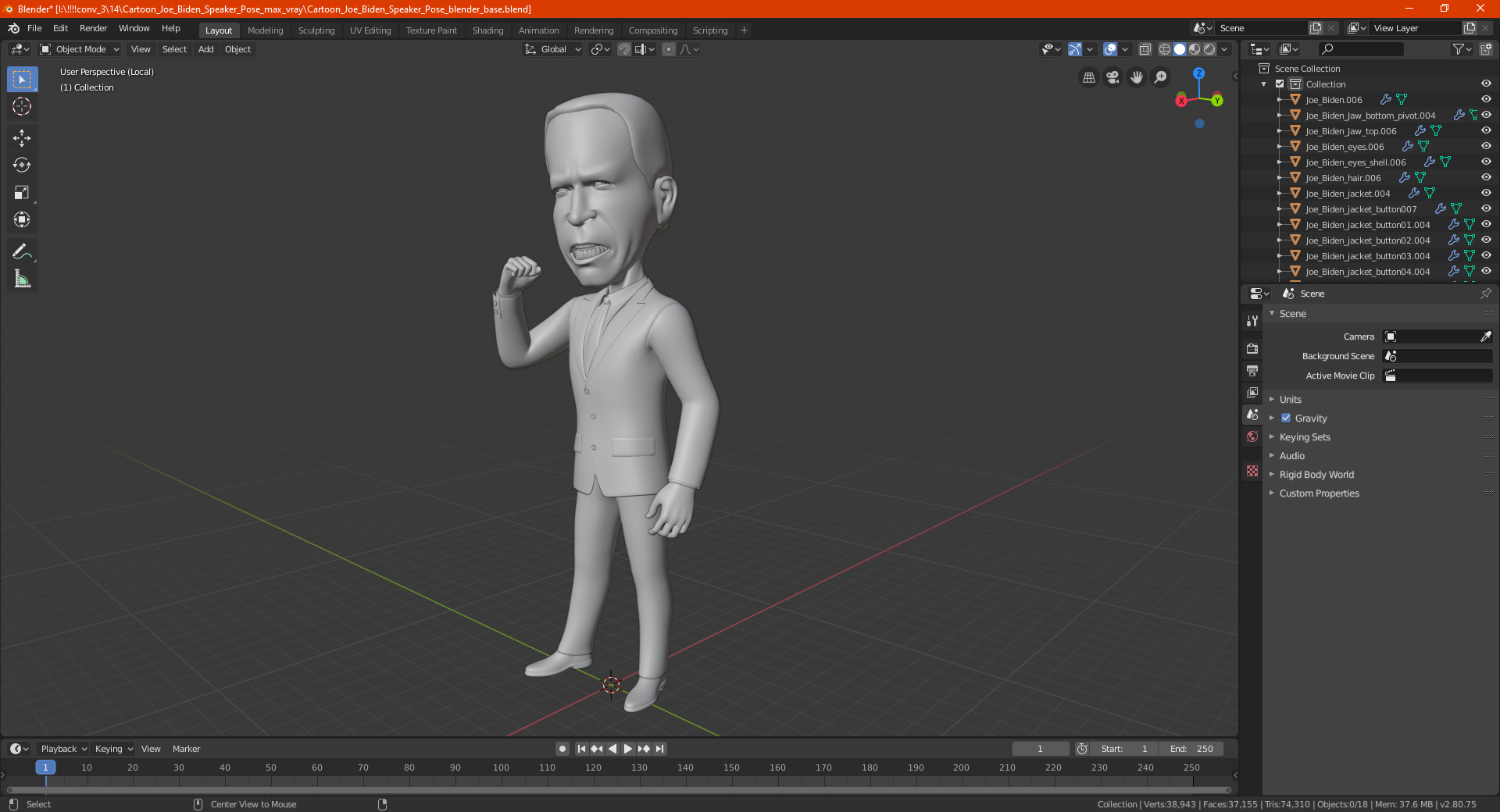 3D model Cartoon Joe Biden Speaker Pose