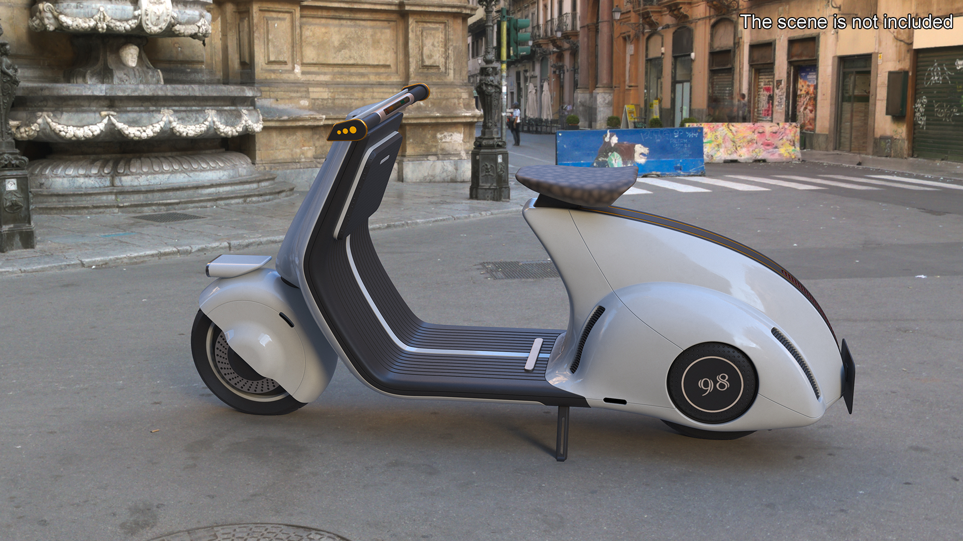 3D Futuristic Electric Scooter Vespa 98 Blue Parked model