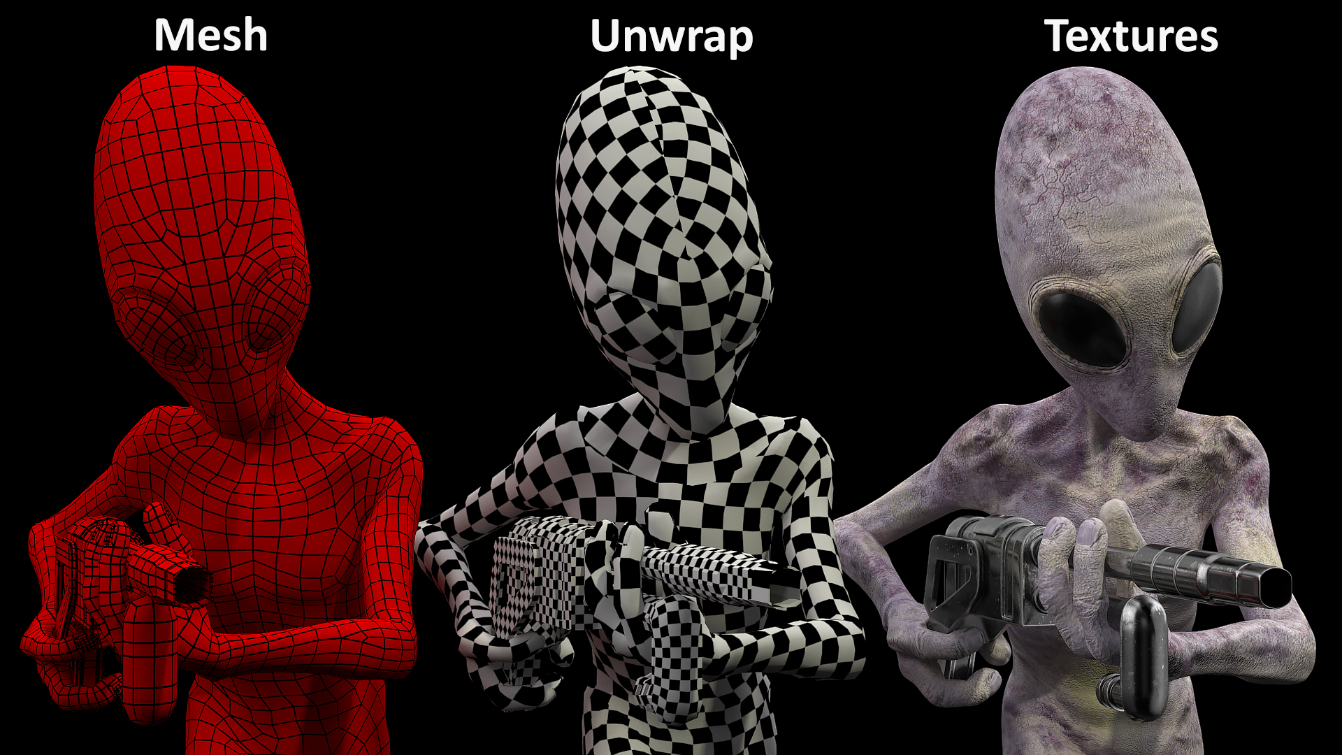 Humanoid Alien Attacking Pose 3D model