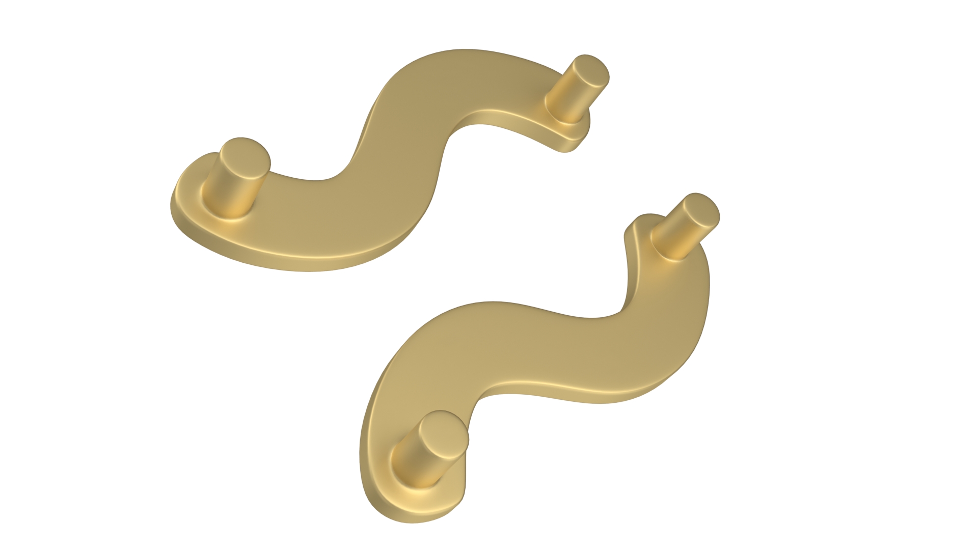 Door Handles Flat Wave Gold 3D