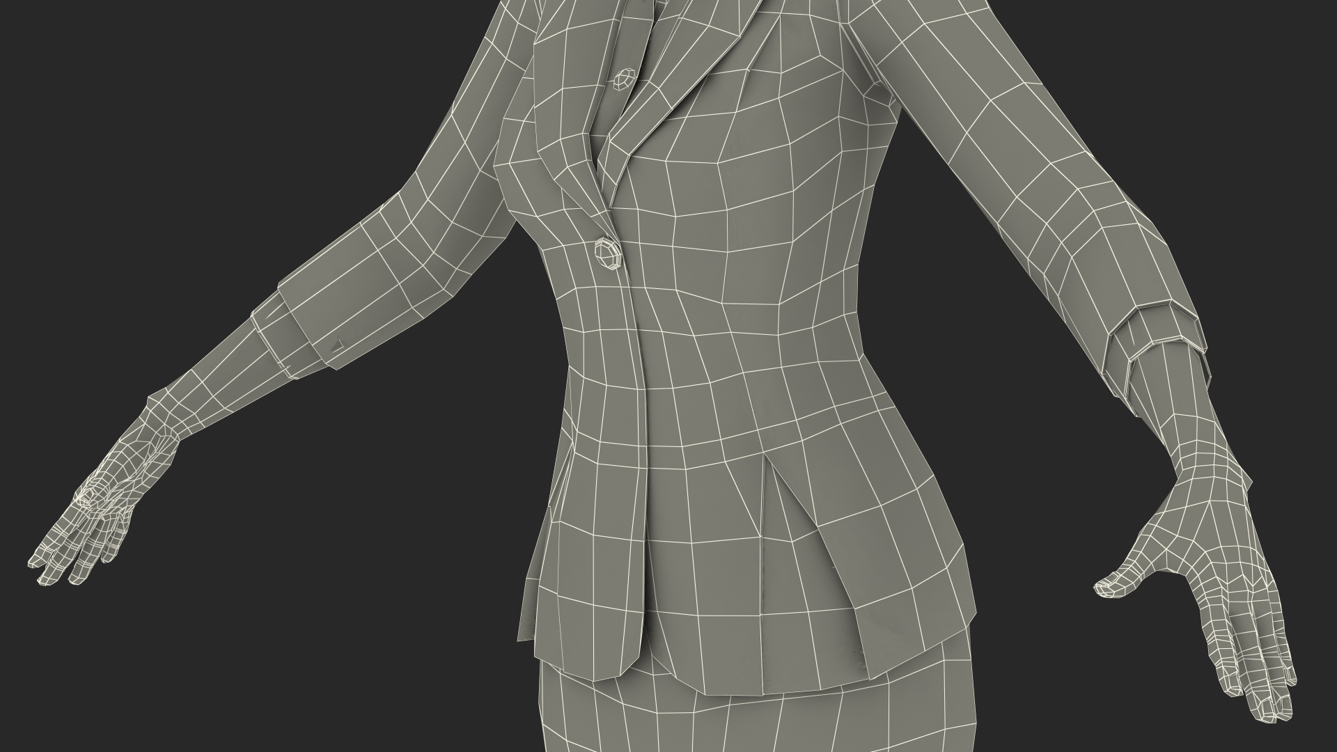 3D model Asian Woman wears Red Formal Suit Rigged