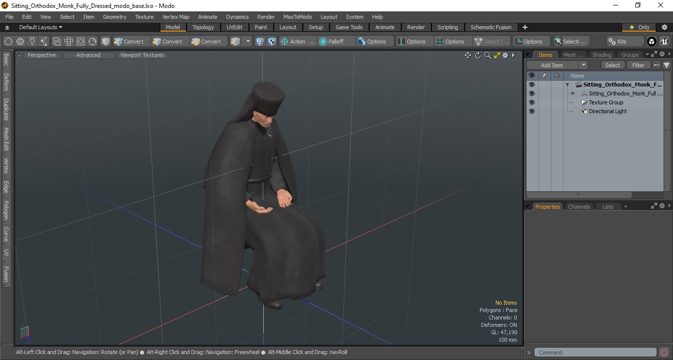 3D model Sitting Orthodox Monk Fully Dressed