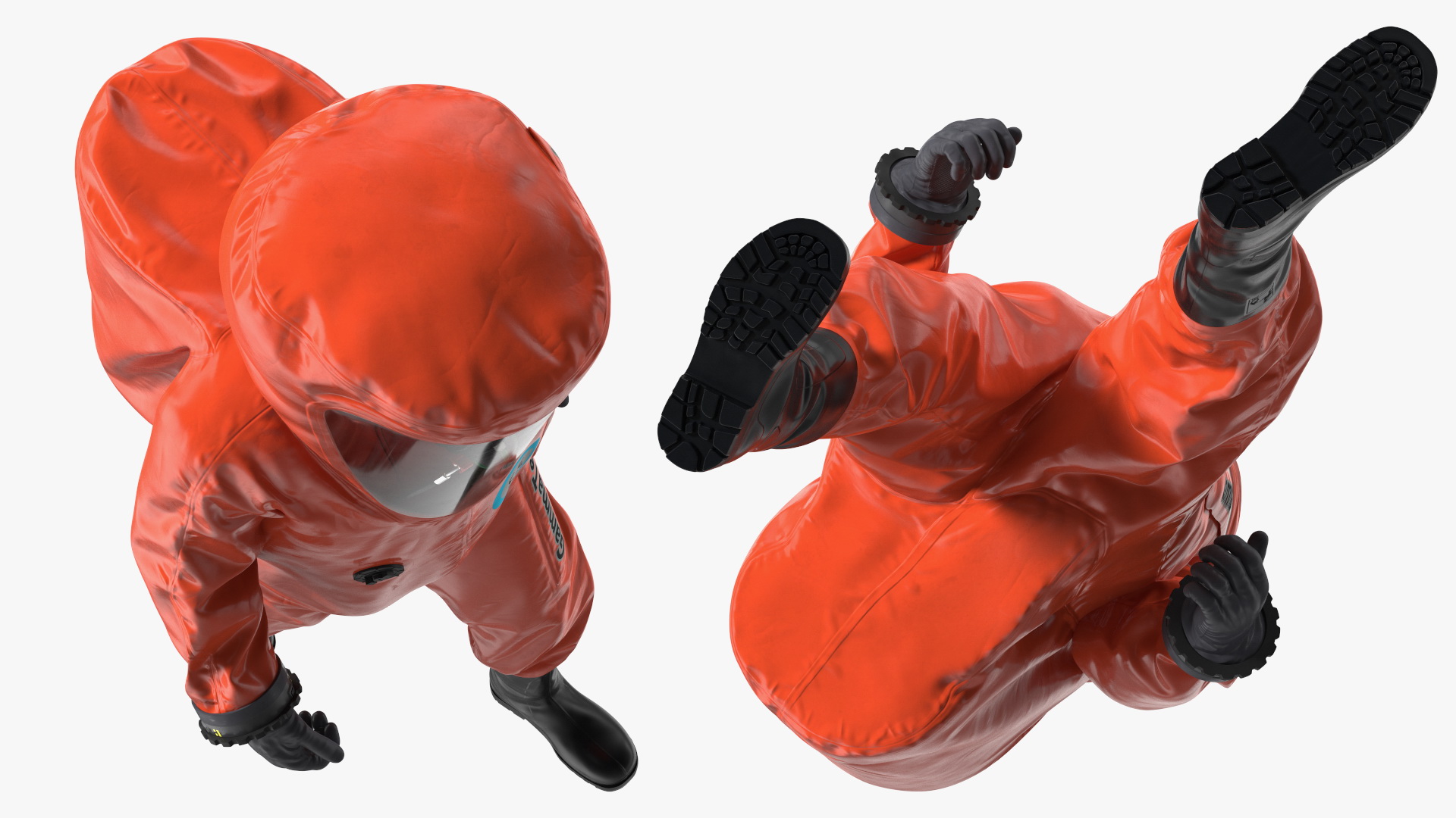 Heavy Duty Chemical Protective Suit Walking Pose Red 3D