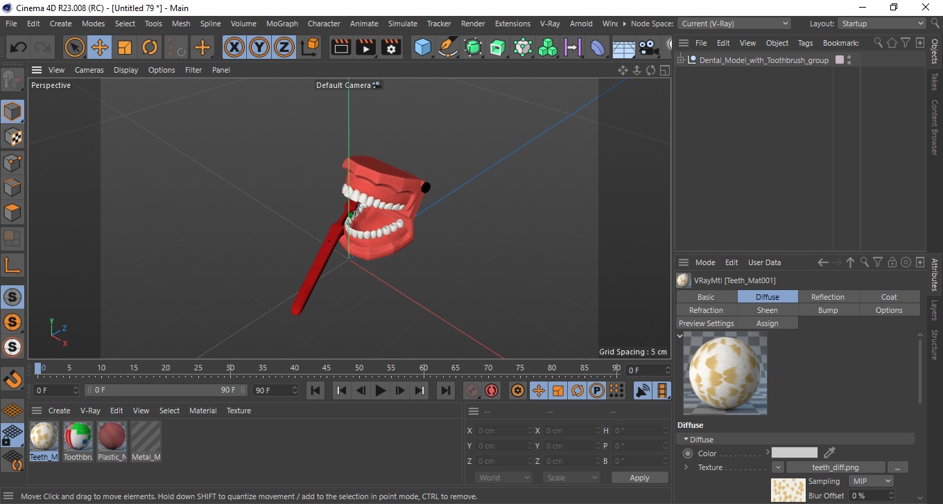 3D Dental Model with Toothbrush model