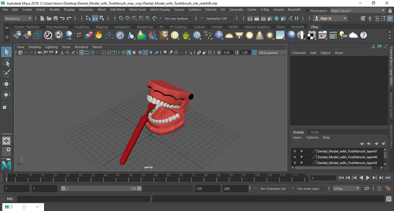 3D Dental Model with Toothbrush model