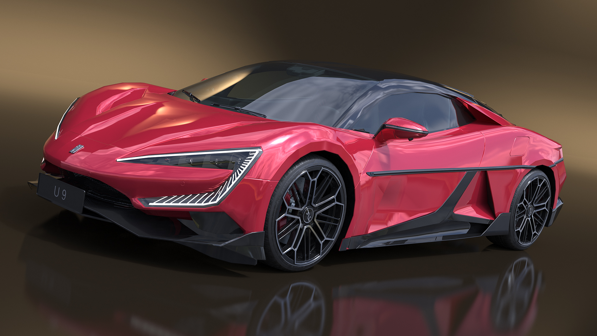 Supercar BYD Yangwang U9 Red Simplified 3D model